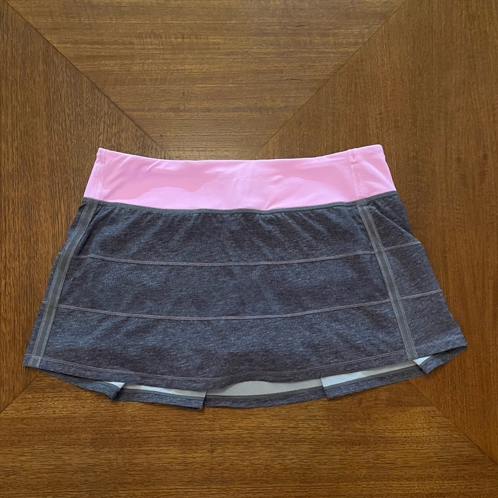 Lululemon Pace Rival Skirt II Pink Grey Size 8
